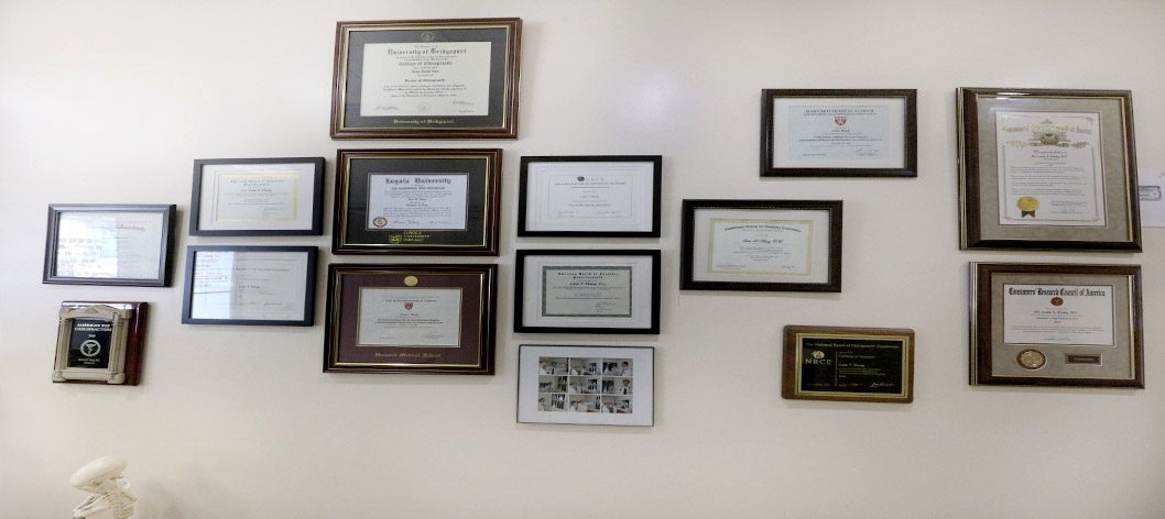 Dr. Lam T. Hang's diplomas and licenses